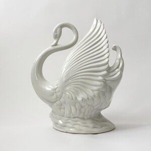 Swan Figural Ceramic Midcentury Modern Vintage Planter | Potential Lamp Vase